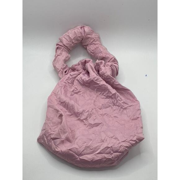 UNBRANDED Women’s Light Pink Ruched Gathered Faux-Suede Handbag SZ OS - Picture 1 of 6